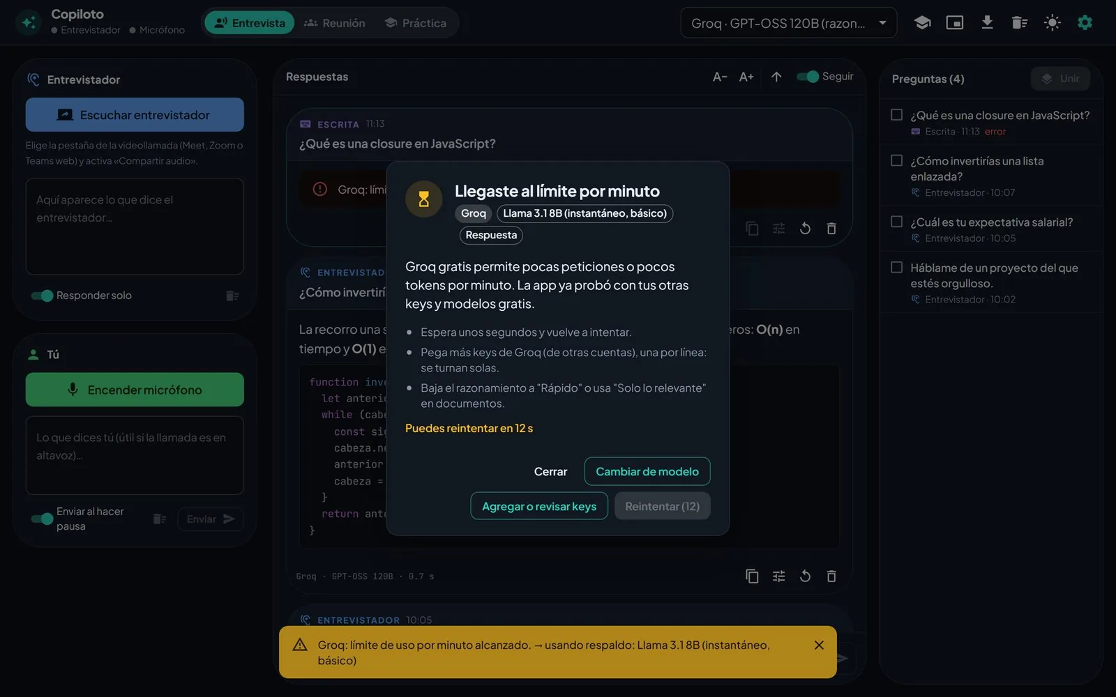 Aviso de límite gratis